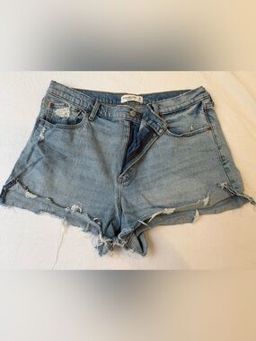 Abercrombie & Fitch Light Blue Distressed Denim Shorts